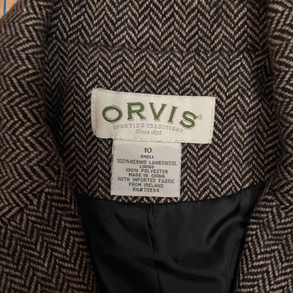 Vintage Orvis Herringbone Merino Lambswool Blazer Irish Wool Women's Size 10 - Picture 4 of 7